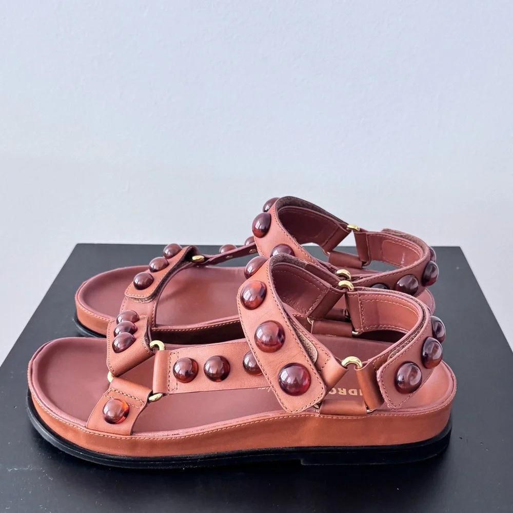 Sandro Tan Studded Sandals Like New - Picture 3 of 6
